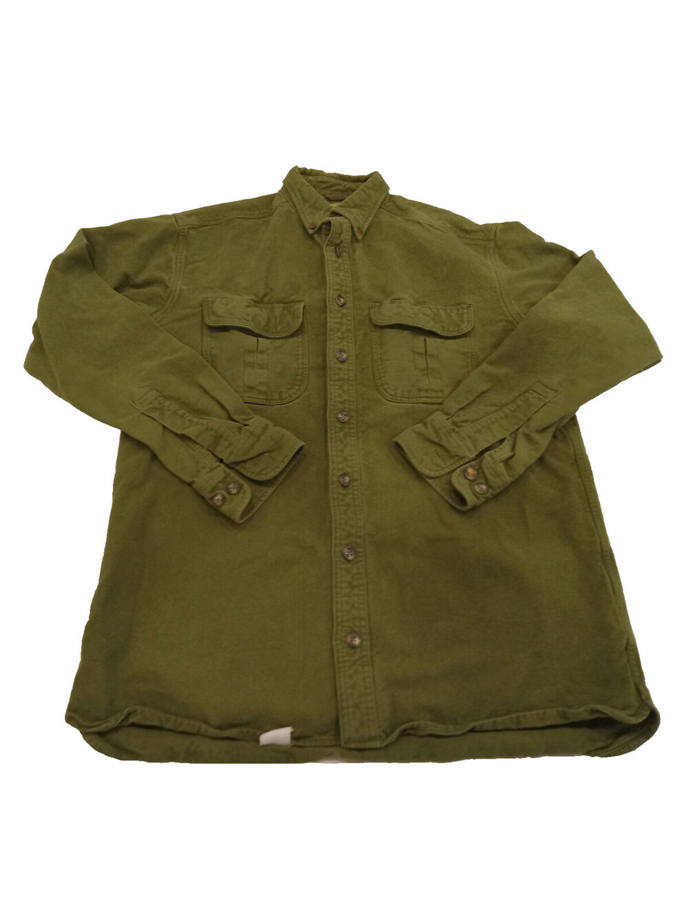 Vtg 90s Cabelas Deerskin Soft Chamois Shirt Mens M Tall Green Heavy Flannel Work